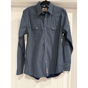 Rafter C Cowboy Collection Mens XXL Blue Geometric Western Pearl Snap Shirt
